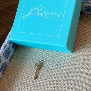 jBloom Gold Key charm with Turquoise Detail (tarnish resistant)